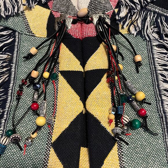 Native American Indian Wrapper Aztec Southwestern Womens Sweater Multicolor NWOT - Picture 3 of 9